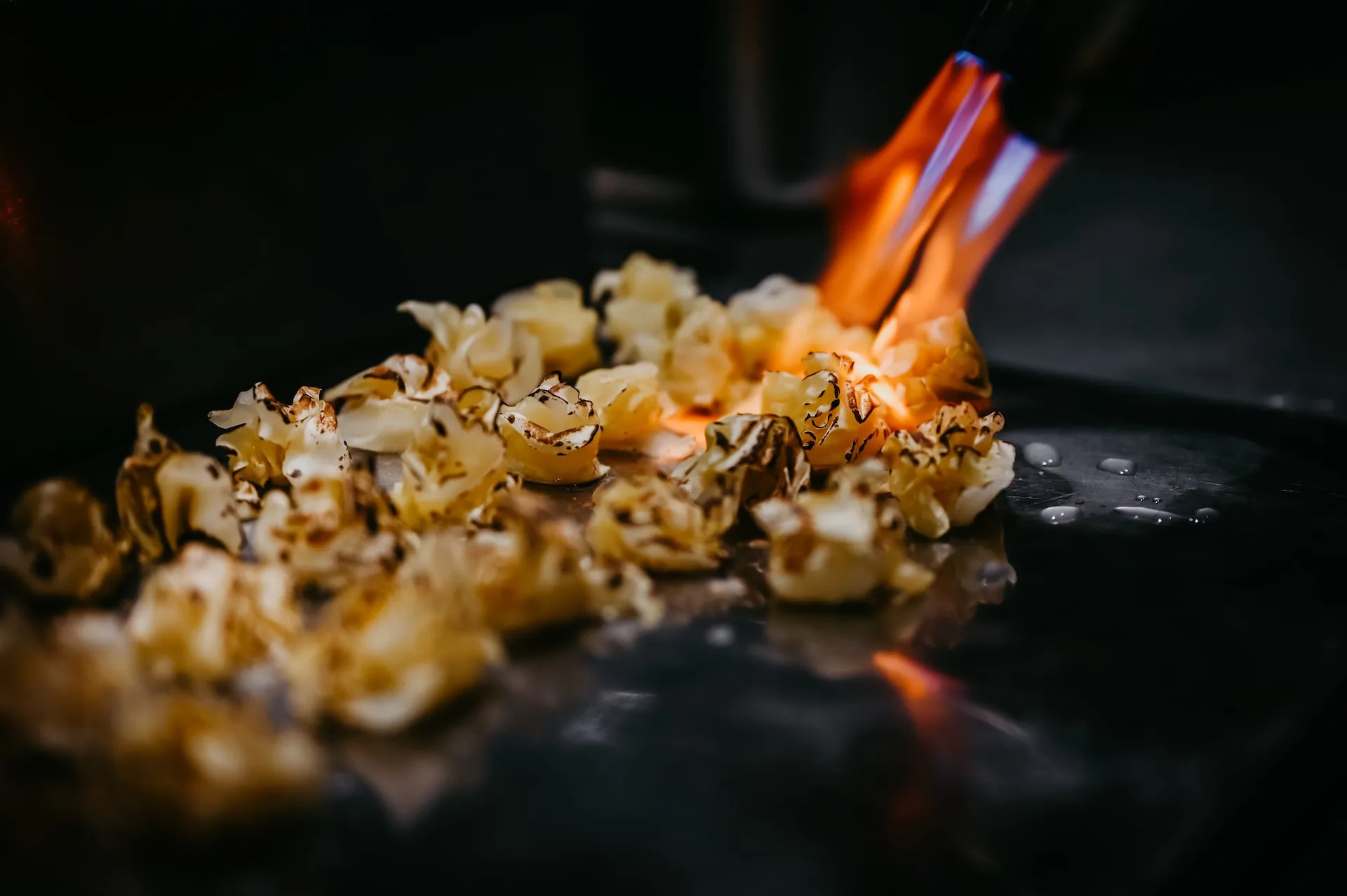 Koch flambiert Meeresfrüchte